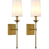 TERLEENART Hardwired Wall Sconces Set of 2, Mid Century Candlestick Style Wall Mounted Sconce with Pure White Cylindrical Sha