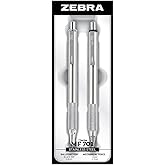 Zebra Pen M/F 701 Stainless Steel Mechanical Pencil and Ballpoint Pen Set, Fine Point, HB Lead and Black Ink, 2-Pack Gift Set
