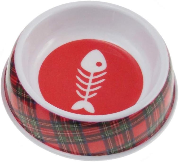Glen AppinRed Tartan Royal Stewart Melamine Cat Kitten Food Water Bowl