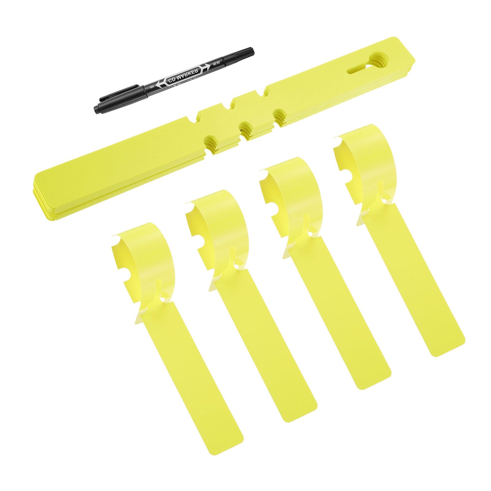 PATIKIL Plastic Plant Tags, 50 Pcs Wrap Around Plant Labels Adjustable Nursery Garden Tags Waterproof Hanging Tags Tree Tags with Pen for Plant Garden, Yellow