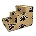 SUEDE COVER for 3-Step Doggie Stairs for Small Dogs Cats- Fits Best Pet Supplies (18” x 15” x 13”) Foam Pet Steps- Machine Washable Covers- Anti Slip Base- Ultra Plush Supplies for Dog Furniture (Black Paw on Beige)