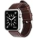 OUHENG Apple Watch Band 42mm, Retro Vintage Genuine Leather iWatch Replacement Strap for Apple Watch Series 1 Series 2, Dark Brown