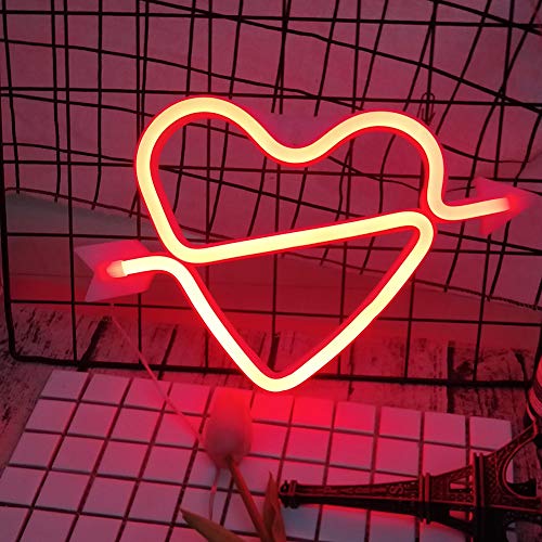 Neon Heart Signs Led Neon Lights up Sign Decorative Neon Wall Light for
