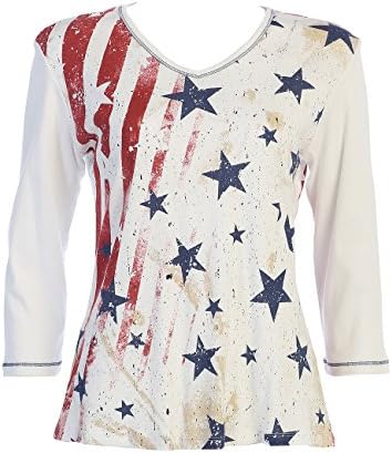 Jess &amp; Jane "Stars and Stripes" Top in White - 15-1060WHT (X-Large)