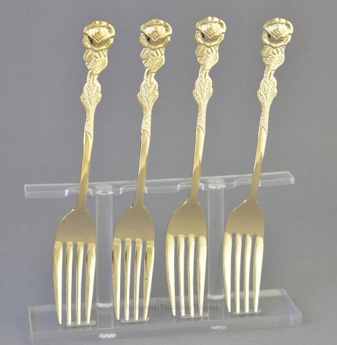 Rose Handle Demi Fork-gold plate -SET OF FOUR