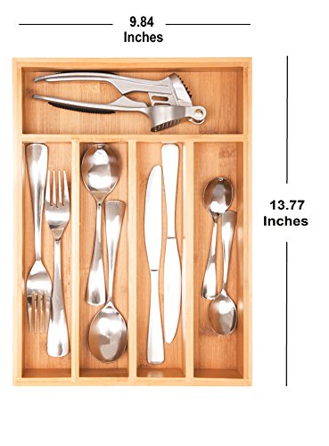 Bamboo Cutlery Tray by Karlstad.Us: Stylish Utensil Drawer Organizer from Natural Bamboo| Double-Wall Reinforced Construction & Rubber Base for Stability| Must-Have Kitchen Utensil Accessory - Thumbnail 3