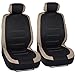 BDK Venice Series Car Seat Covers for Auto - Beige Stripes on Flat Black Cloth - Universal Fit 9 Piece
