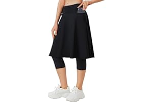 ANIVIVO Women Long Knee Length Skirted Leggings, Capris Leggings with Skirts High Waist