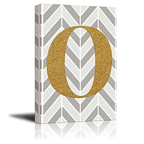 The Letter O in Gold Leaf Effect on Geometric Background - Modern Hip Young Art Art - Canvas Art Home Art - 12x18 inches