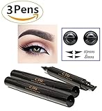 [3 Pens] Eyeliner Stamp – by C.DU Black, waterproof, smudgeproof, winged long lasting liquid eye liner pen, Vamp style wing, No Dipping required (2x10mm, 1x8mm)