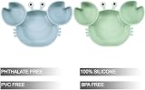 PandaEar 2-Pack Silicone Baby Plate with Suction and 2 Spoons Crab view 2
