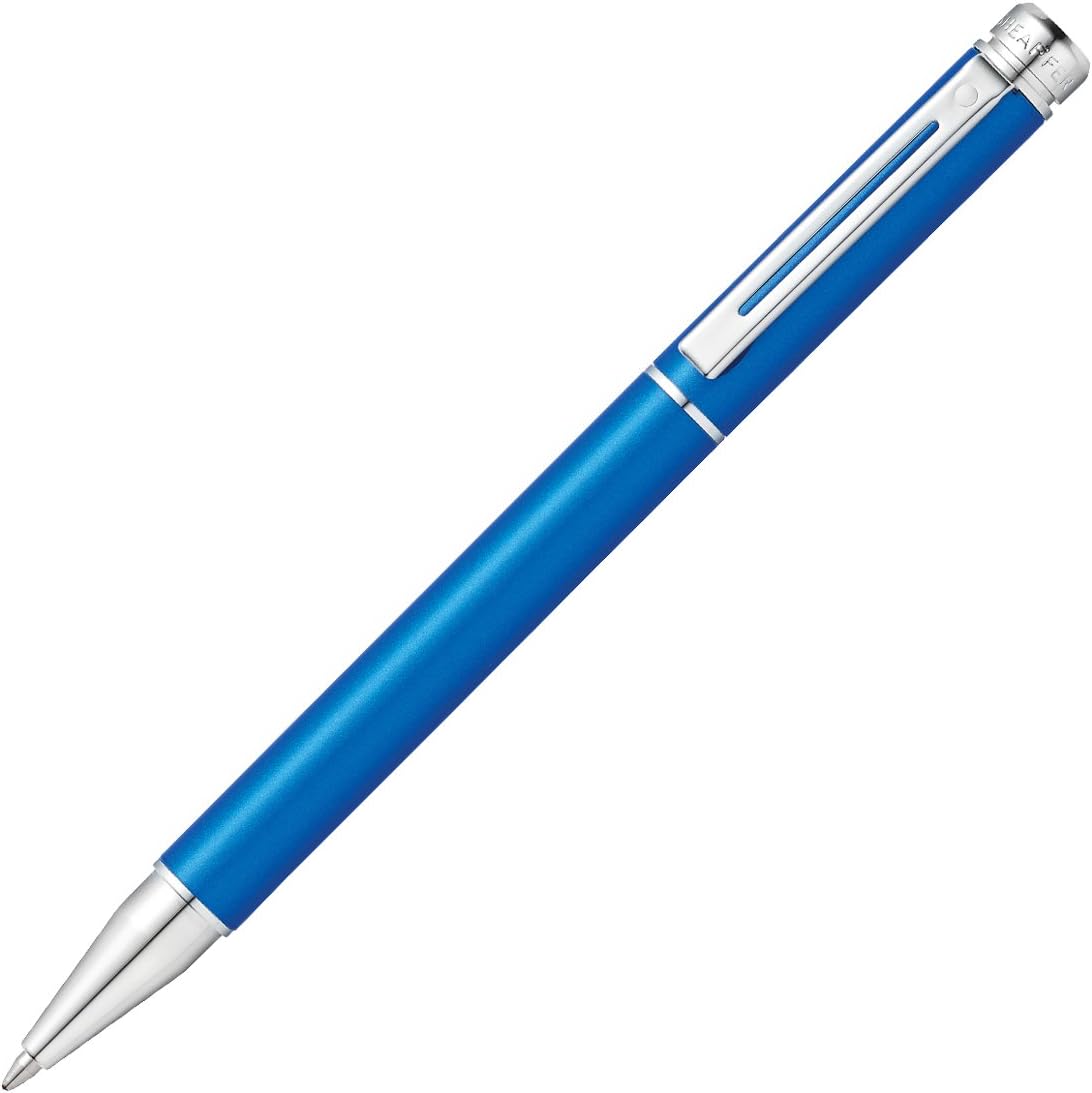 A. T. Cross Sheaffer 200 Ballpoint Pen, Matt Metallic Blue with Chrome Elements