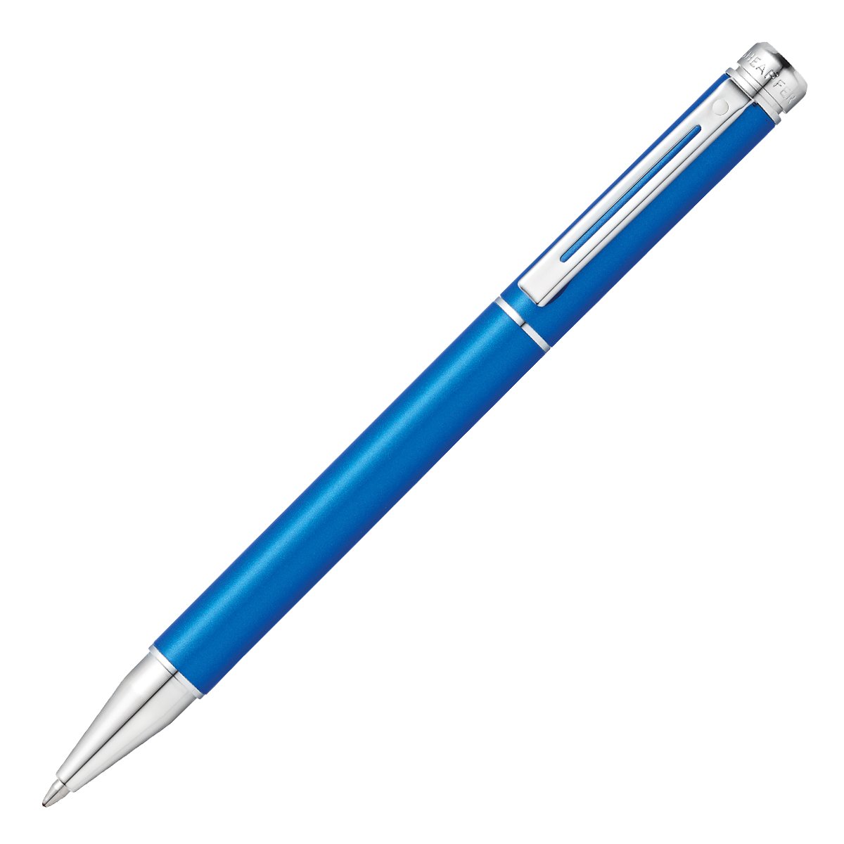 A. T. Cross Sheaffer 200 Ballpoint Pen, Matt Metallic Blue with Chrome Elements