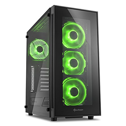 Sharkoon-Tg5-Caja-De-Ordenador-Gaming-Semitorre-Atx-Iluminacin-Verde-Cristal-Templado-Incluye-4-Ventiladores-Led-Admite-Refrigeracin-Lquida-Negro