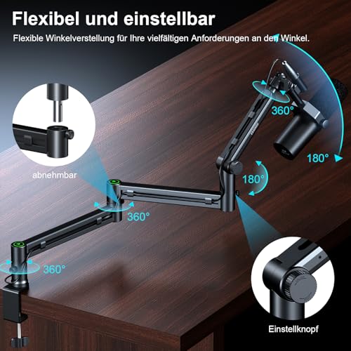 Aokeo AK-58i Low Profile Microphone Stand Arm for HyperX QuadCast, SoloCast, Elgato Wave, Shure SM7B, Blue Yeti, Blue Snowball, Broadcast, Studio Program Recording