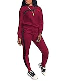 KANSOON Women Stripe Patchwork Two Piece Sweatsuit