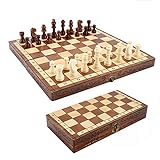 Syrace Folding Hand Crafted Wooden Chess Set Chess Board 30 x 30CM
