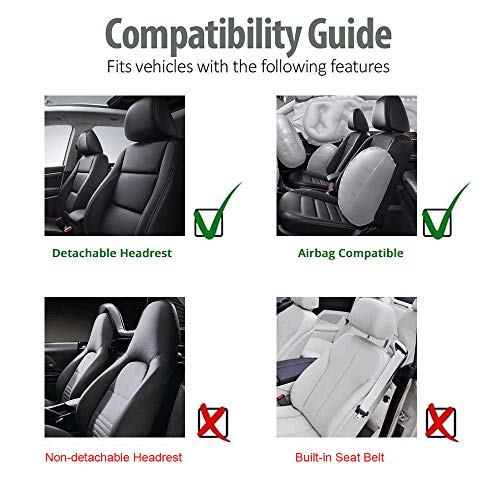 Universal Full Set Auto Seat Covers Embossed Cloth Fabric Car Seat Accessories(Airbag Compatible Anti-Slip Black/Gray)