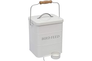 Geyecete Bird Feeder,Bird Food Jar Pet Food Storage Airtight Food Storage Container-White