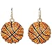 Heirloom Finds Orange Crystal Basketball Dangle Earrings with Black Enamel