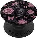Gothic Flowers Goth Skull Butterflies PopSockets Adhesive PopGrip