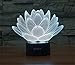 Elstey® Blooming Lotus 3D Model Visual Optical Illusion 7 Color Change Touch Switch Nightlight LED Desk Lamp