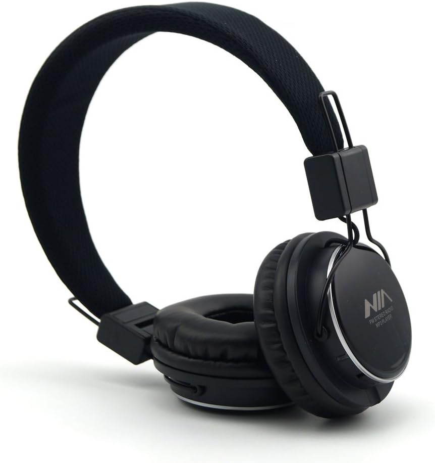 Multi-Functional Headphones, GranVela A809 Foldable Lightweight Headphones with Built-in FM Radio, Micro SD Card Player and Detachable Cable - Black
