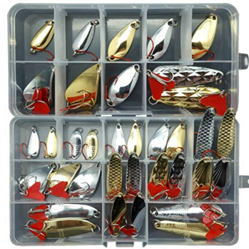 Fishing Lures Kit, POWERTOOL Artificial Fish Bait Trout Salmon Box 35 Pcs Lifelike Fishing Hooks