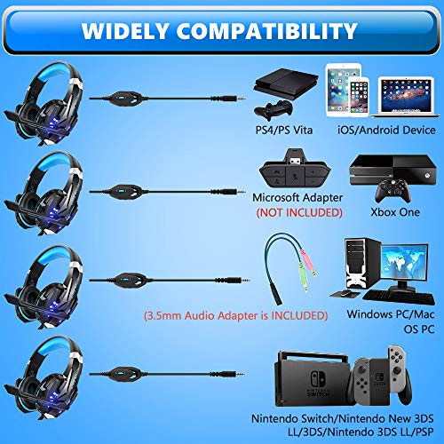 image for PS4 Headset, INSMART Gaming Headsets for Xbox One, PC, Enhanced Surrou