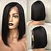 FENJUN 13x6 Lace Frontal Italian Yaki Straight Human Hair Wig with Baby Hair 12 Inch Bob Wigs for Black Women Pre plucked Frontal 130% Density Kinky Straight Wig 13x6 Lace Front Wig
