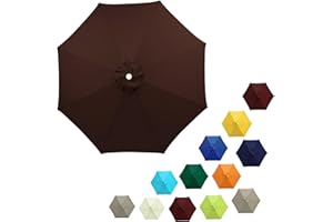 6.5ft 7.5ft 9ft 10ft Patio Outdoor Umbrella Replacement Canopy, 6/8 Ribs Sun Umbrella Cloth Replacement Parasol Canopy Cover 