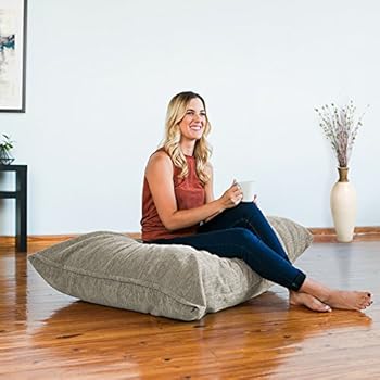 Jaxx Saxx 3.5 Foot Giant Décor Floor Pillow, Premium Chenille, Beige