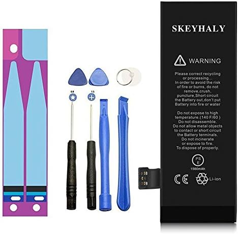 SKEYHALY Battery Model IP 5S, with Adhesive & Tools Kit,New 1560 mAh 0 Cycle Replacement Battery - 6 Month Warranty
