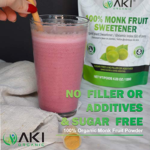 Aki Organic Monk Fruit Extract Sweetener Powder 100 Pure Monkfruit