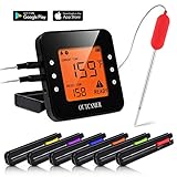 OUTCAMER Bluetooth Digital Meat Thermometer, Wireless Instant Read BBQ Meat Thermometer For Grilling, Smart With 6 Stainless Steel Probes Remoted Monitor For Cooking Smoker Oven Kitchen