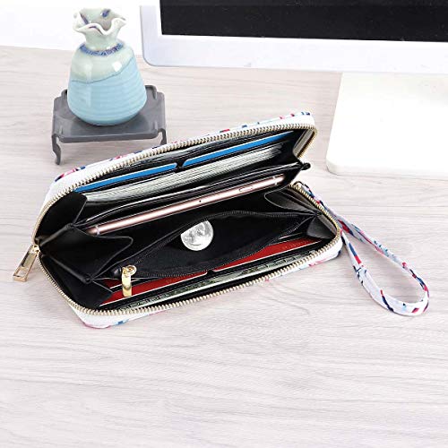 KAMO Womens Wallet Zip Around Phone Wallet Wristlet Travel Long Purse for Women Lady Girl 7.7×3.9（Single Zipper） - Thumbnail 3
