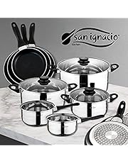 San Ignacio Juego de Sartenes y Batería de Cocina, Aluminio, Negro, 24 cm