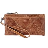 IVESIGN Zipper Wallet RFID Blocking Credit Card Holder Genuine Leather With Wris