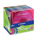 Verbatim CD-RW 700MB 2X-12X Color Rewritable Media Disc - 20 Pack Slim
Case