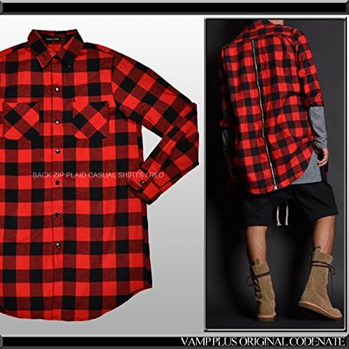 Amazon バンプ Vamp 赤黒バックジップチェックシャツ Freesize 品番 Kapa2293 12 シャツ 通販