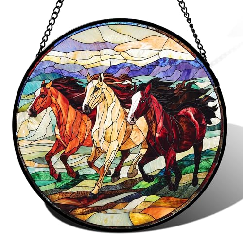 Stained Glass Three Horses Suncatcher