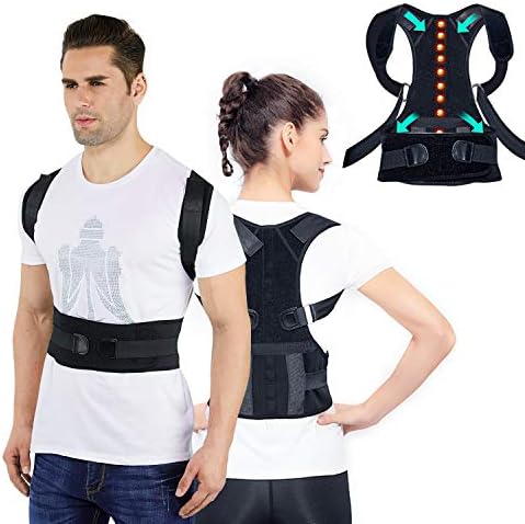 Sports Posture Corrector Spinal Support, BAMOMBY Physical Therapy Posture Brace for Men or Women - Back, Shoulder, and Neck Pain Relief - Spinal Cord Posture Support Black Large