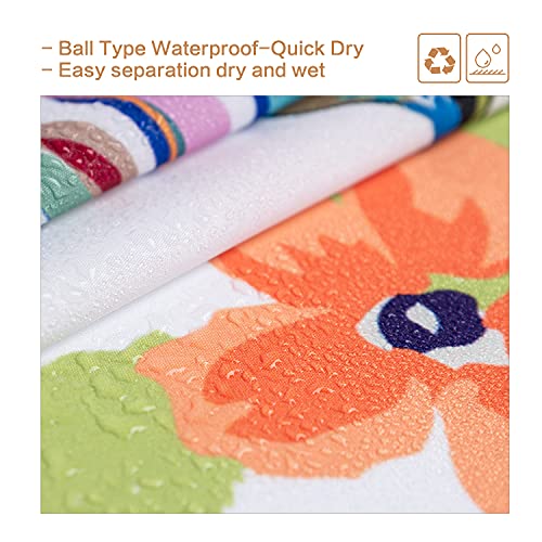 CutebriCase Shower Curtain, Flower Hummingbird Shower Curtain for Bathroom with Hooks, Polyester Fabric Machine Washable Waterproof Large Shower Curtains Sets Decorative Bath Curtain