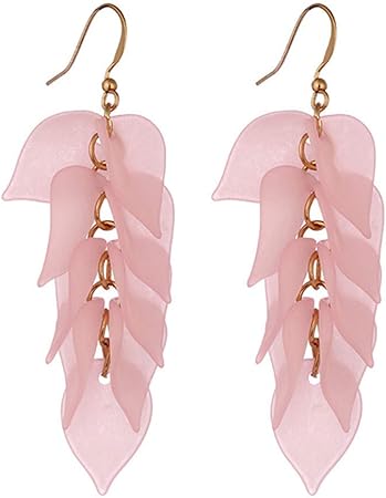 Amazon Sevenfly 女性用花びらピアスクリエイティブフックピアスタッセルレディガールチャームアクセサリー ピンク イヤリング おもちゃ