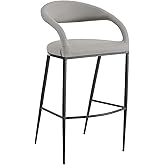 Armen Living Ramona 30" Bar Stool with Matte Black Iron and Light Gray Leather