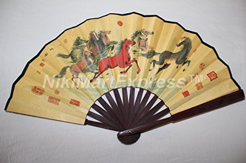 Large Beautiful Chinese Bamboo Amp Silk Hand Folding Fan Wall Art Decoration 8 Horses Buy Online In United Arab Emirates At Desertcart Ae Productid 27075835