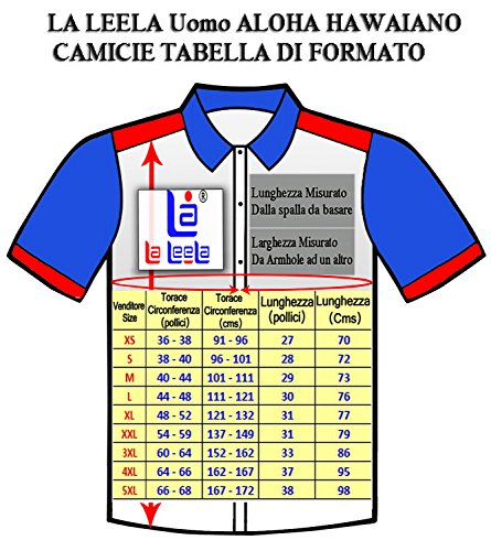 [- LA LEELA Men Shirt Likre Palm Tree Button Down Collar Aloha  -]