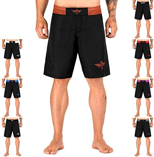 Elite Sports Men’s MMA Fight Shorts, Black Jack UFC, BJJ, No Gi, Grappling, Jiu Jitsu Shorts