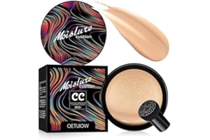 OETUIOW Mushroom Head Air Cushion CC Cream - New Upgraded Colored Packaging BB Cream Face Makeup Foundation for Mature Skin Moisturizing Concealer Brighten Long-Lasting (Buff Beige)