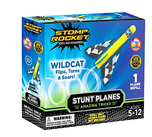Stomp Rocket Stunt Planes Refill Pack, 1 Wildcat Plane, for Boys and Girls - Outdoor Rocket Gift for Ages 5 (6, 7, 8) and up